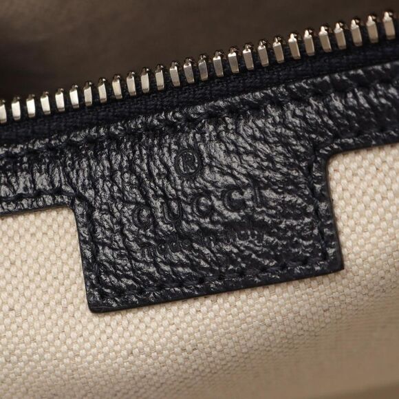 Gucci Medium Duffle Bag Gg Supreme Boston Coated Canvas And Leather Ivory Navy - Picture 4 of 6